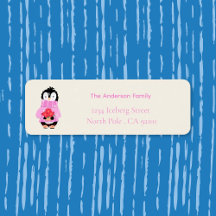 Pinguim Cachorro com Etiqueta de Endereço de Retor