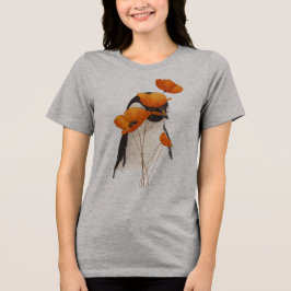 Pinguim com Flores de Papoula Laranja Arte Botânic