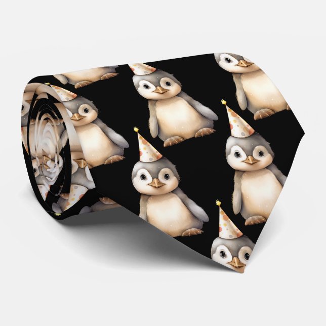 Pinguim com Gravata de Cacho de Aniversário (Rolled)