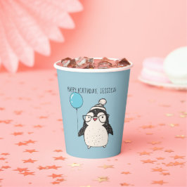 Pinguim com um Balão Personalizado no Aniversário