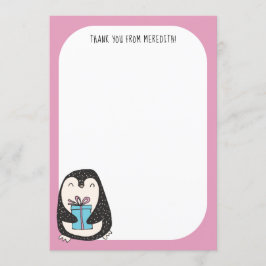 Pinguim com um Cartões de agradecimentos de tela p