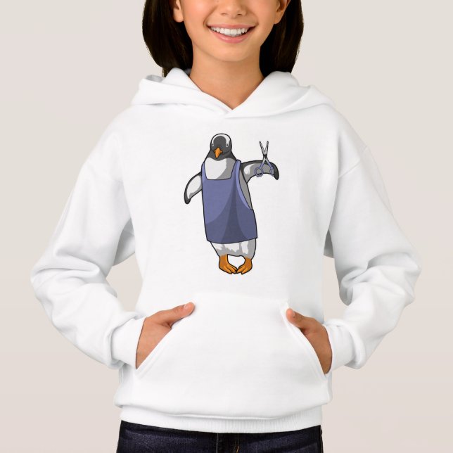 Pinguim como cabeleireiro com tesoura (Frente)