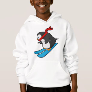 Pinguim como esquiador com esqui