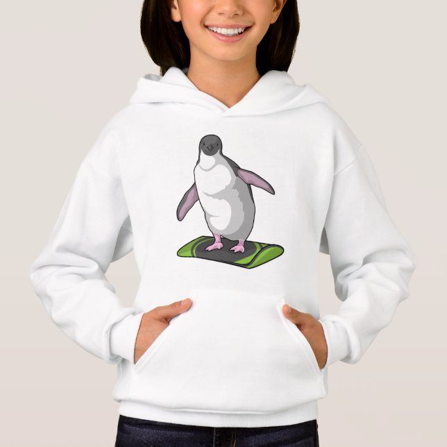 Pinguim como Snowboarder com Snowboard (Frente)