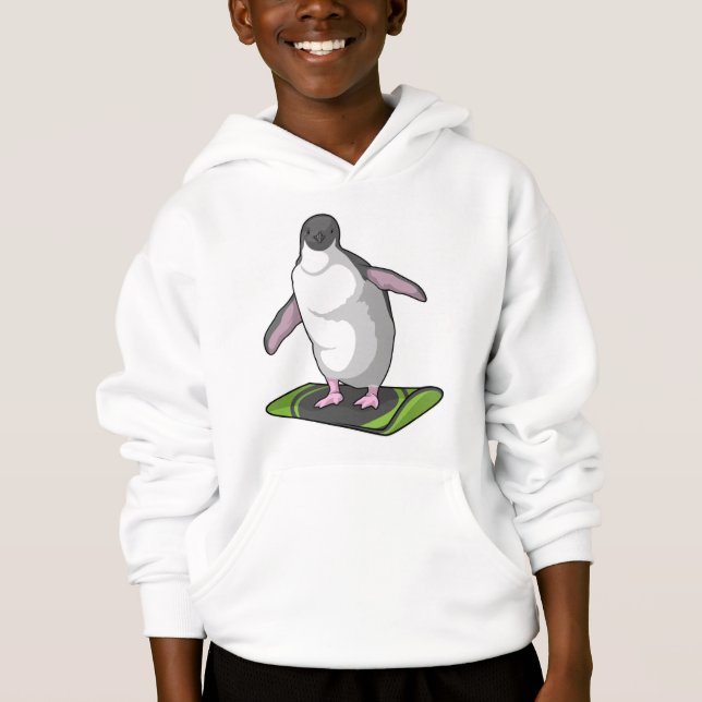 Pinguim como Snowboarder com Snowboard (Frente)