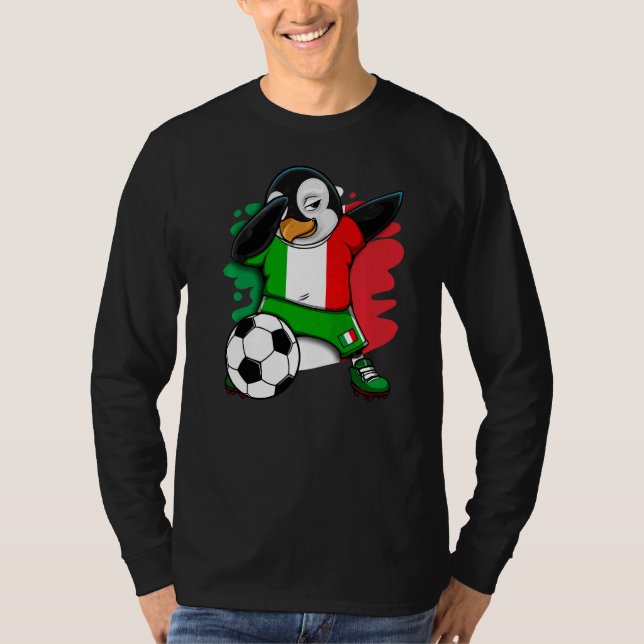 Pinguim Dabbing Itália Camisa de Fãs de Futebol Ba (Frente)