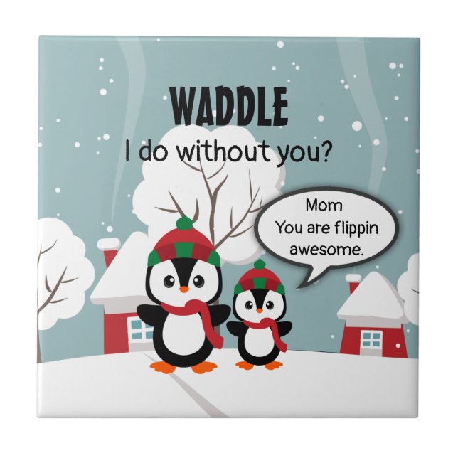 Pinguim De Bebê De Cinza Bonita Na Neve De Inverno (Frente)