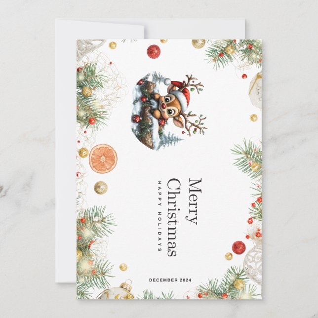 Pinguim de Natal adorável com cartão de apresentaç (Frente)