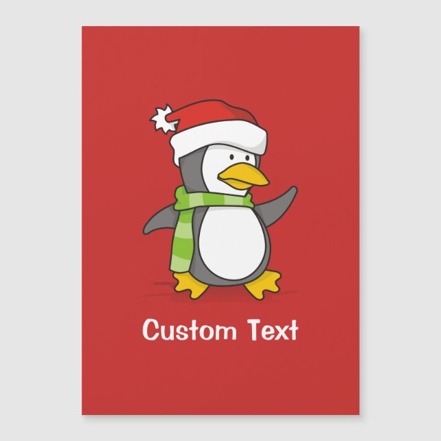 Pinguim de Natal andando na neve (Frente)