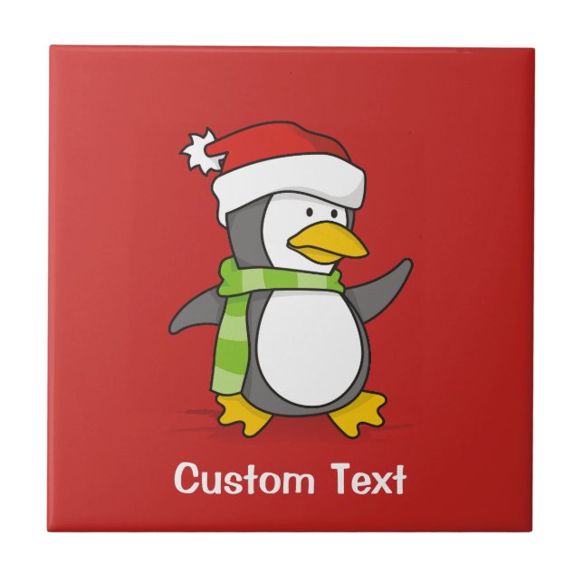 Pinguim de Natal andando na neve (Frente)