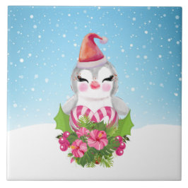 Pinguim de Natal bonito em Santa Hat