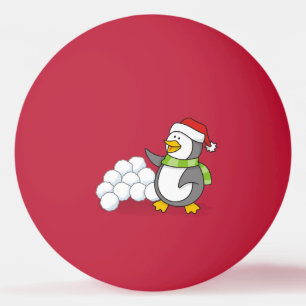Pinguim de Natal com bolas de neve balançando