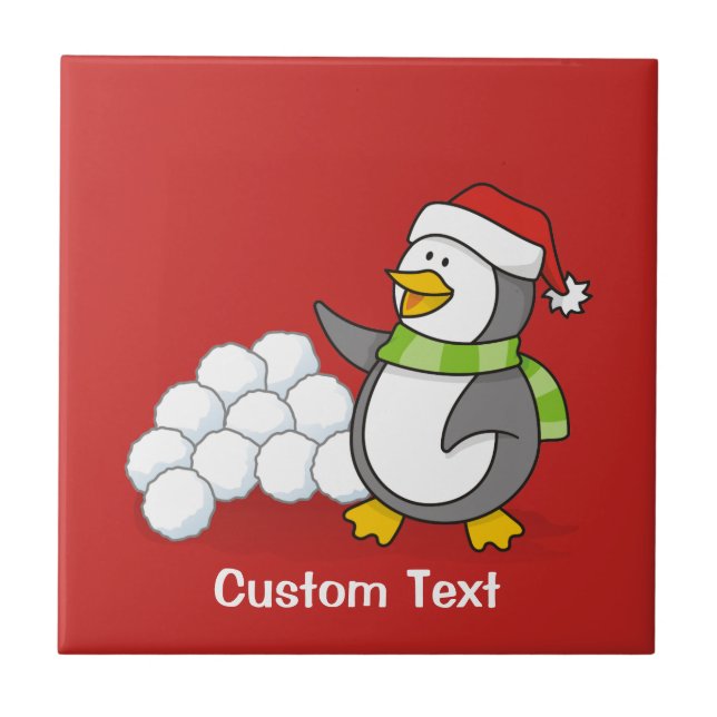 Pinguim de Natal com bolas de neve balançando (Frente)