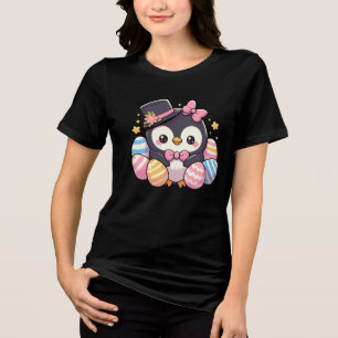 Pinguim de Páscoa giro com ovos coloridos Kawaii