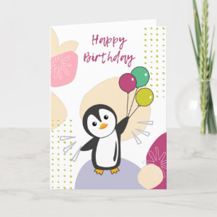 Pinguim Deseja Feliz Aniversário Para Você Cartão 