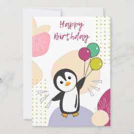 Pinguim Deseja Feliz Aniversário Para Você Cartão 