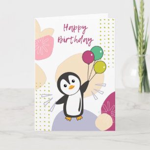 Pinguim Deseja Feliz Aniversário Para Você Cartão 