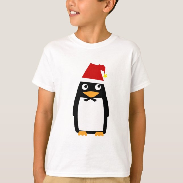 Pinguim do Santa Hat - Camiseta Suave para Criança (Frente)