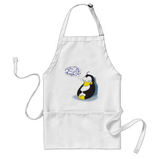 pinguim do sono que sonha sobre o avental dos