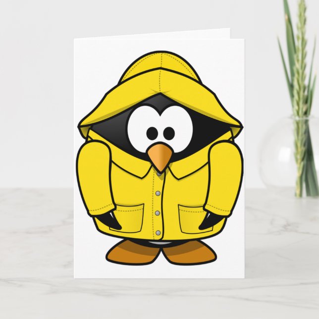 Pinguim em cartões de um Raincoat (Frente)