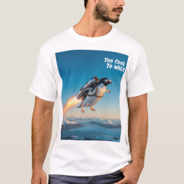 Pinguim engraçado com uma camiseta Jetpack