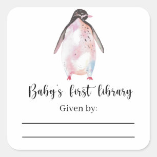 Pinguim - Etiqueta para livros de baby shower, liv