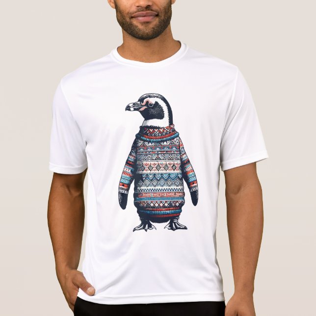 Pinguim Festivo com Suéter Colorido (Frente)