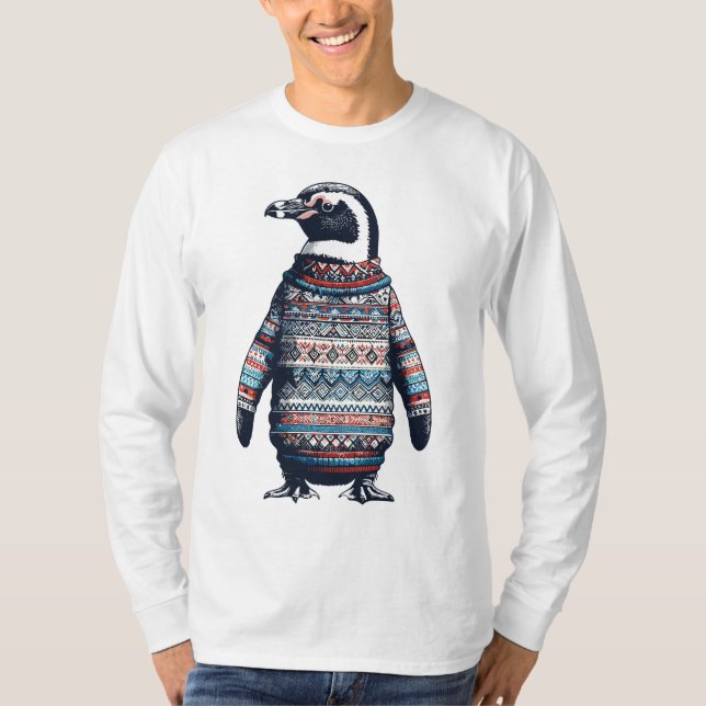 Pinguim Festivo com Suéter Colorido (Frente)