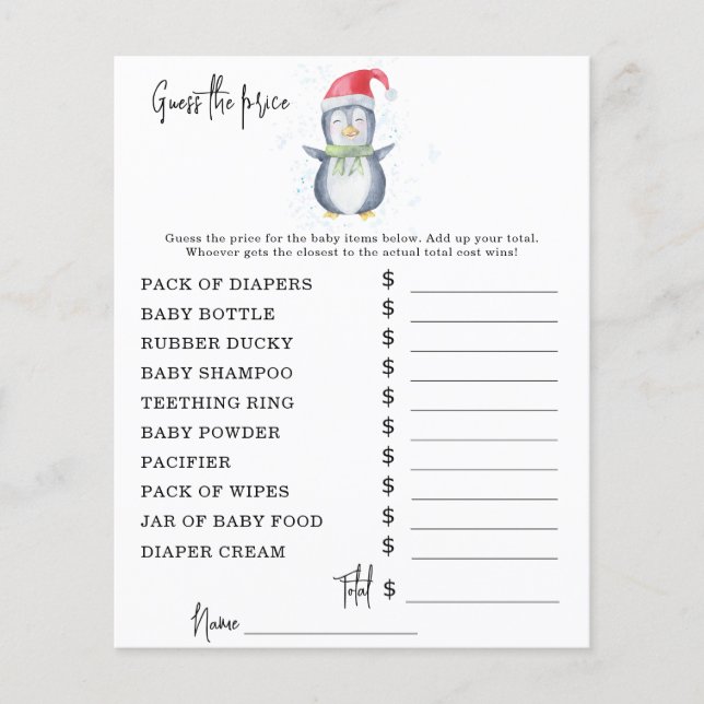 Pinguim - Jogos de festas | Jogo de Adivinhação de (Frente)