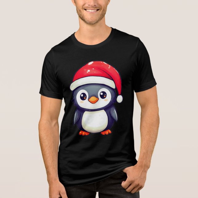 Pinguim Kawaii Vestindo um Chapéu Noel Cozy neste  (Frente)