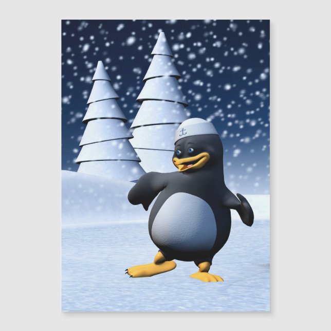 Pinguim Marinheiro Engraçado Dançando (Frente)