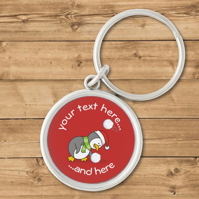 Pinguim Natal ganhando uma Chaveiro de bola de nev (Criador carregado)