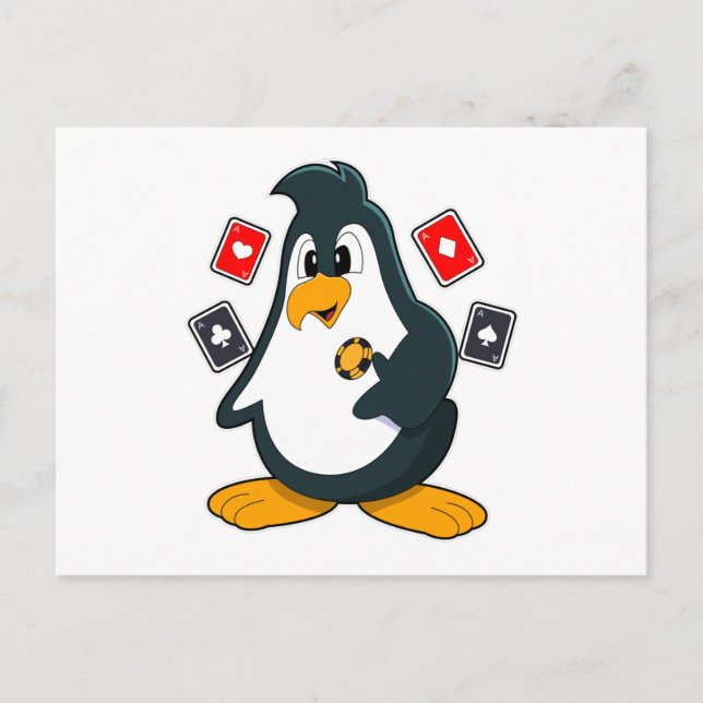 Pinguim no Poker com cartões Poker (Frente)