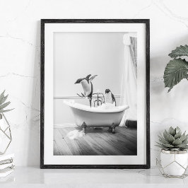 Pinguim numa Poster de banheira