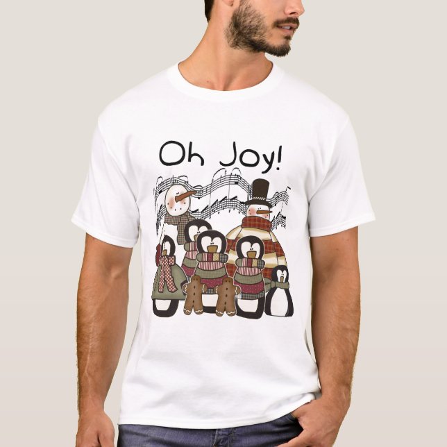 Pinguim Oh Joy Camisetas de Natal e presentes (Frente)