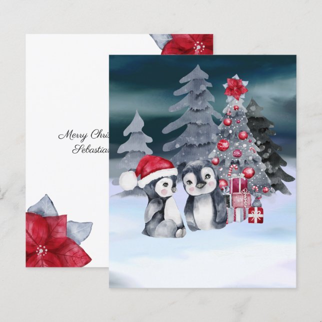 Pinguim Pinguim Pinguim Cena de Natal (Frente/Verso)