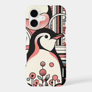 Pinguim-Rosa Pinguim-Rosa Arte Geométrica Retro Pa