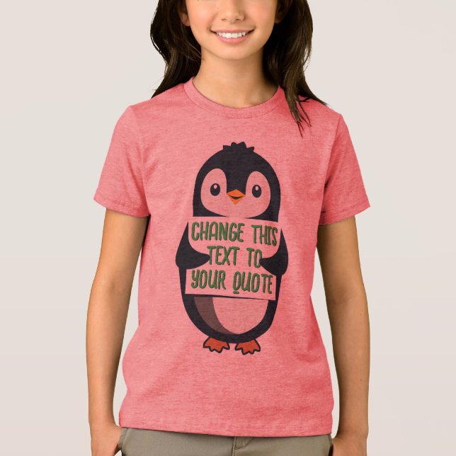 Pinguim segurando um sinal com mensagem personaliz (Frente)