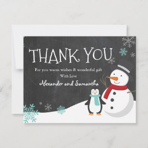 Pinguim Snowman no Cartões de agradecimentos da Wo