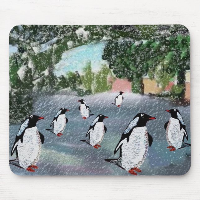 Pinguim Winterwonderland Mousepad (Frente)