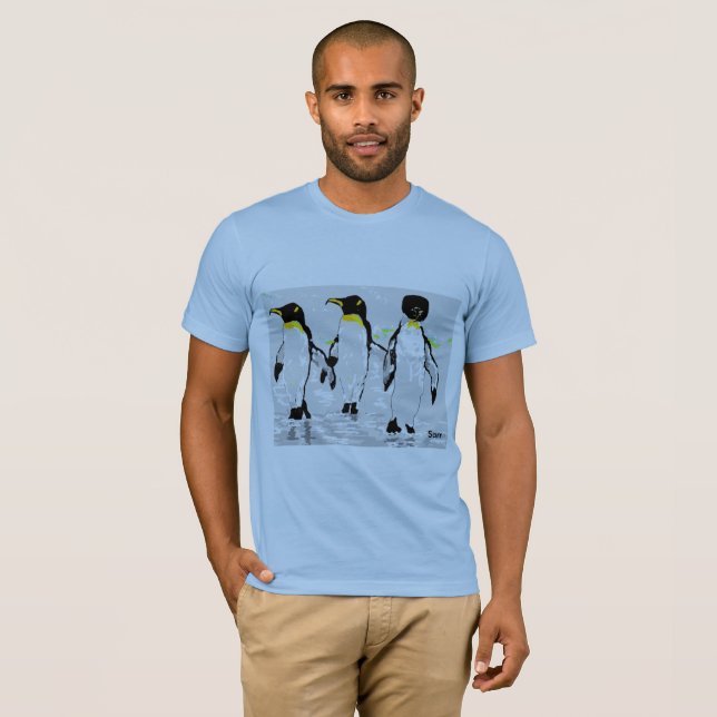 Pinguins básicos de camiseta masculina (Frente Completa)