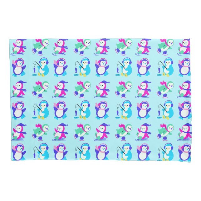 Pinguins Coloridos de Inverno Bonitos (Frente)
