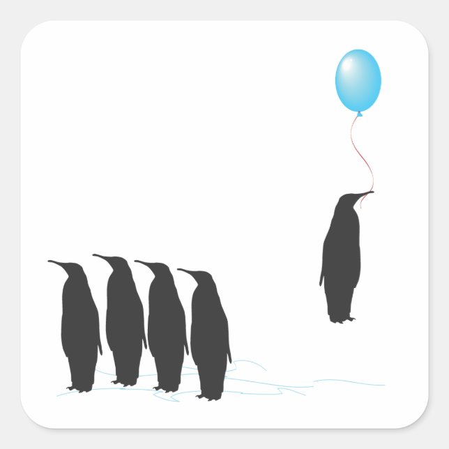 Pinguins com adesivos de balão (Frente)