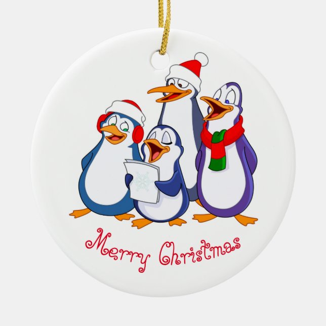 Pinguins de Feliz enfeites de natal (Frente)