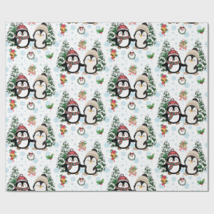 Pinguins de Natal Fofo & Papel de embrulho de Nata