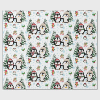 Pinguins de Natal Fofo & Papel de embrulho de Nata