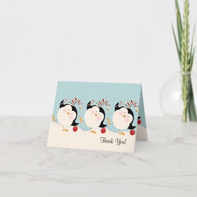 Pinguins de Natal Obrigado Notas (Frente)