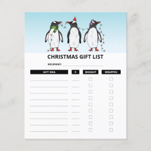 Pinguins de Natal - Planos de Lista de Presentes d