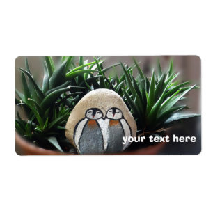 Pinguins Desenhando Etiquetas de Remessa de Fotos