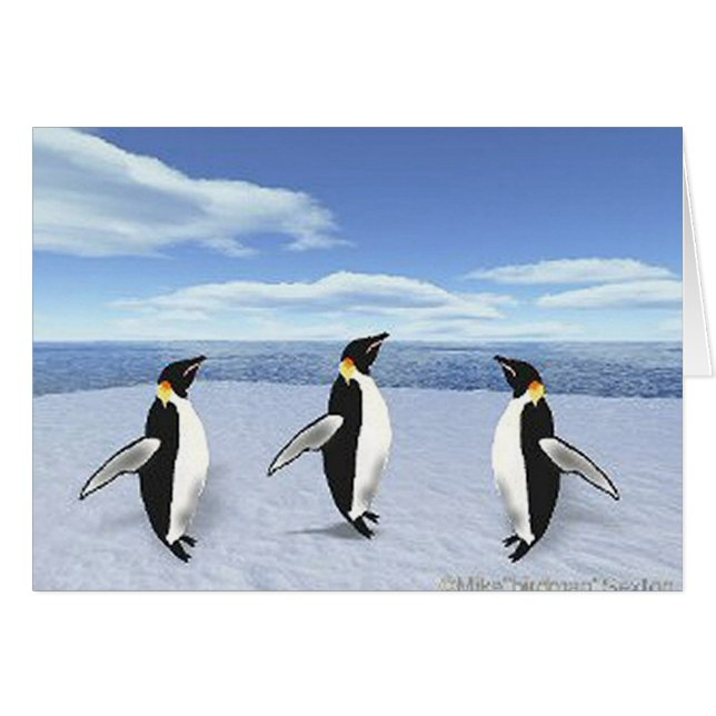 Pinguins em Cartões de Gelo (Frente Horizontal)